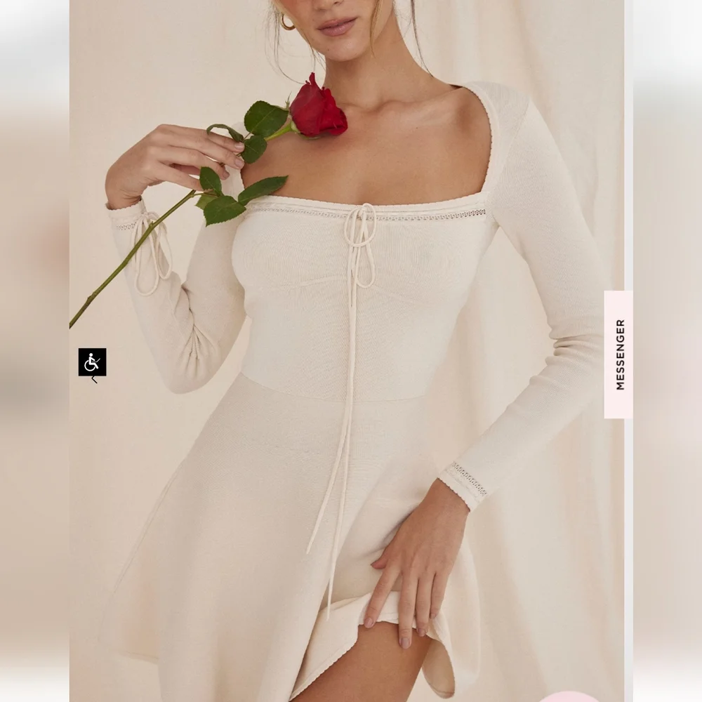 House of CB Caprice Cream Dainty Knit Mini Dress - Picture 11 of 16